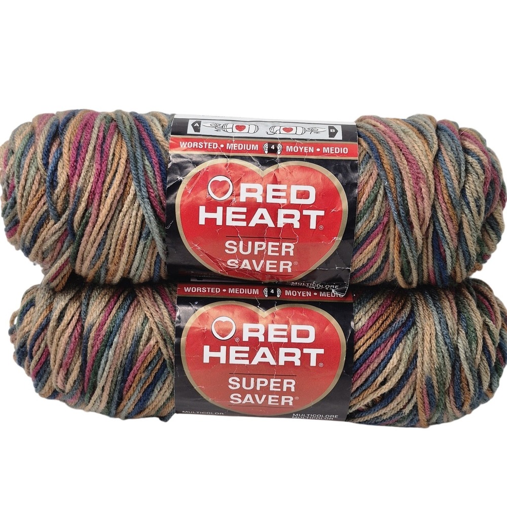 Red Heart Super Saver Medium Variegated Acrylic Yarn 2 Skeins Painted Desert 300